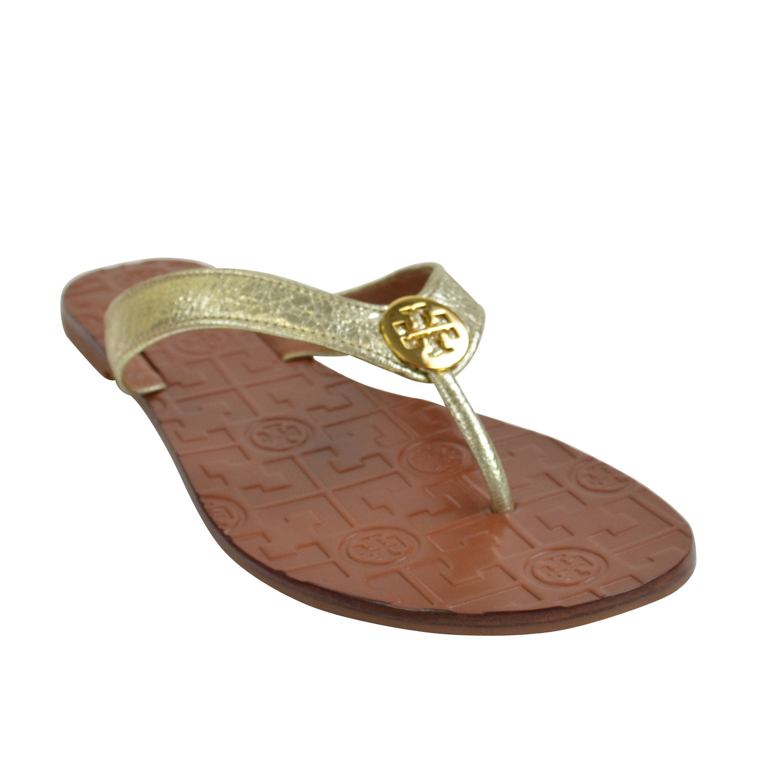 tory burch metallic leather flip flop