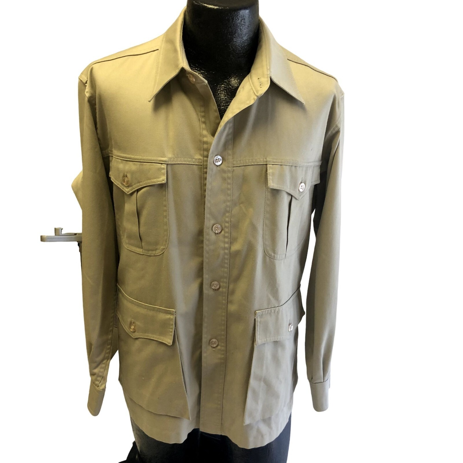 Vtg 60 70's LL Bean Khaki 4 Pocket SAFARI Jacket Belted Back Vtg 60 70's LL Bean Khaki 4 Pocket SAFARI Jacket Belted Back