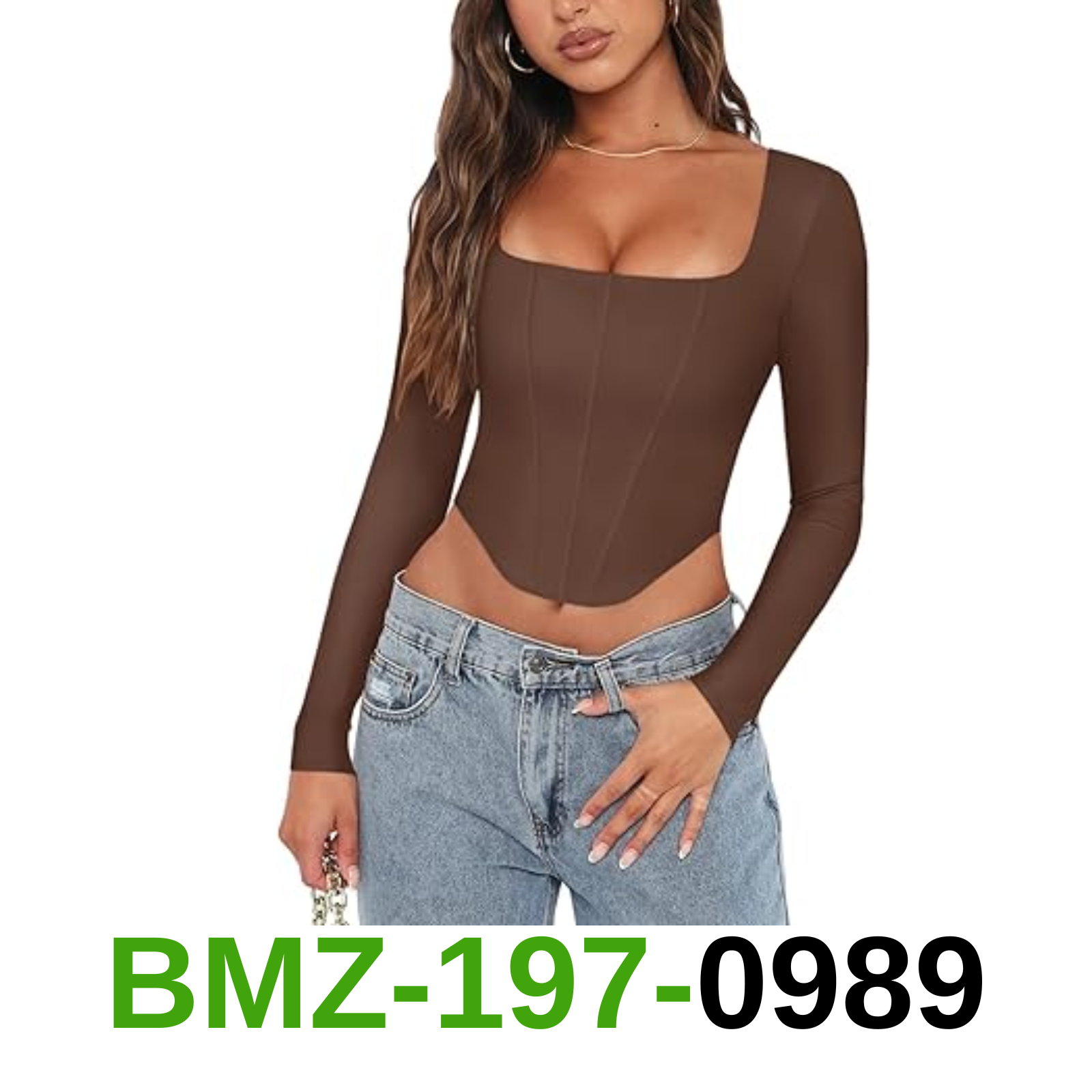 REORIA Womens Sexy Casual Square Neck Long Sleeve Backless Shirts Y2K Trendy, S