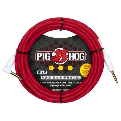 Pig Hog PHSH186CAR Hex Series Silent Cable, Candy Apple Red, 18.6 Feet