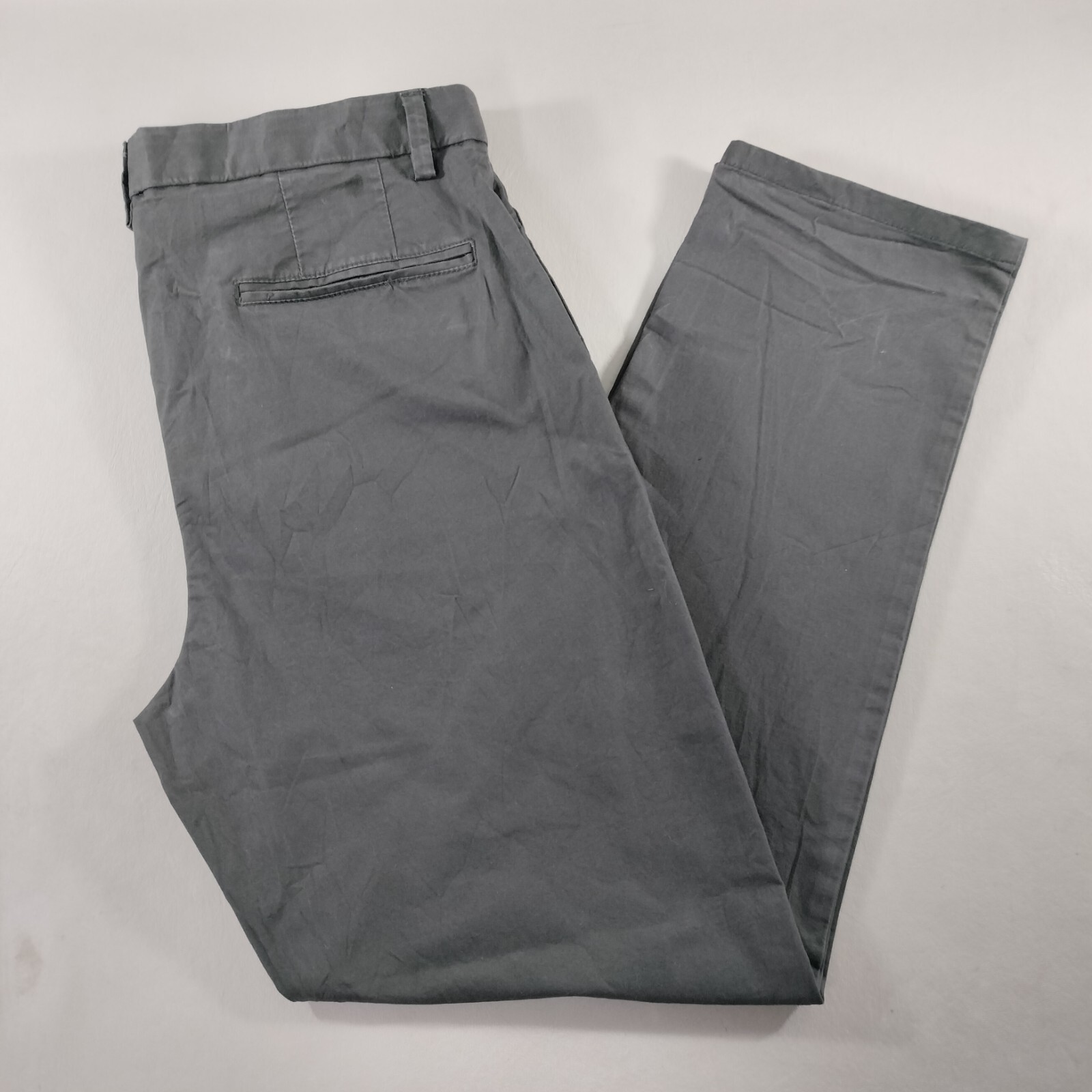 Denim Co Chino Slim Fit Stretch Gray Button Fly Pants Mens