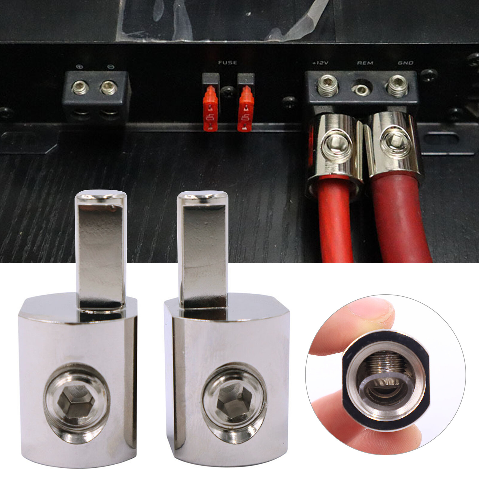 2x Car Audio AMP 1/0 Gauge To 4 Gauge Pin AWG Power Terminal