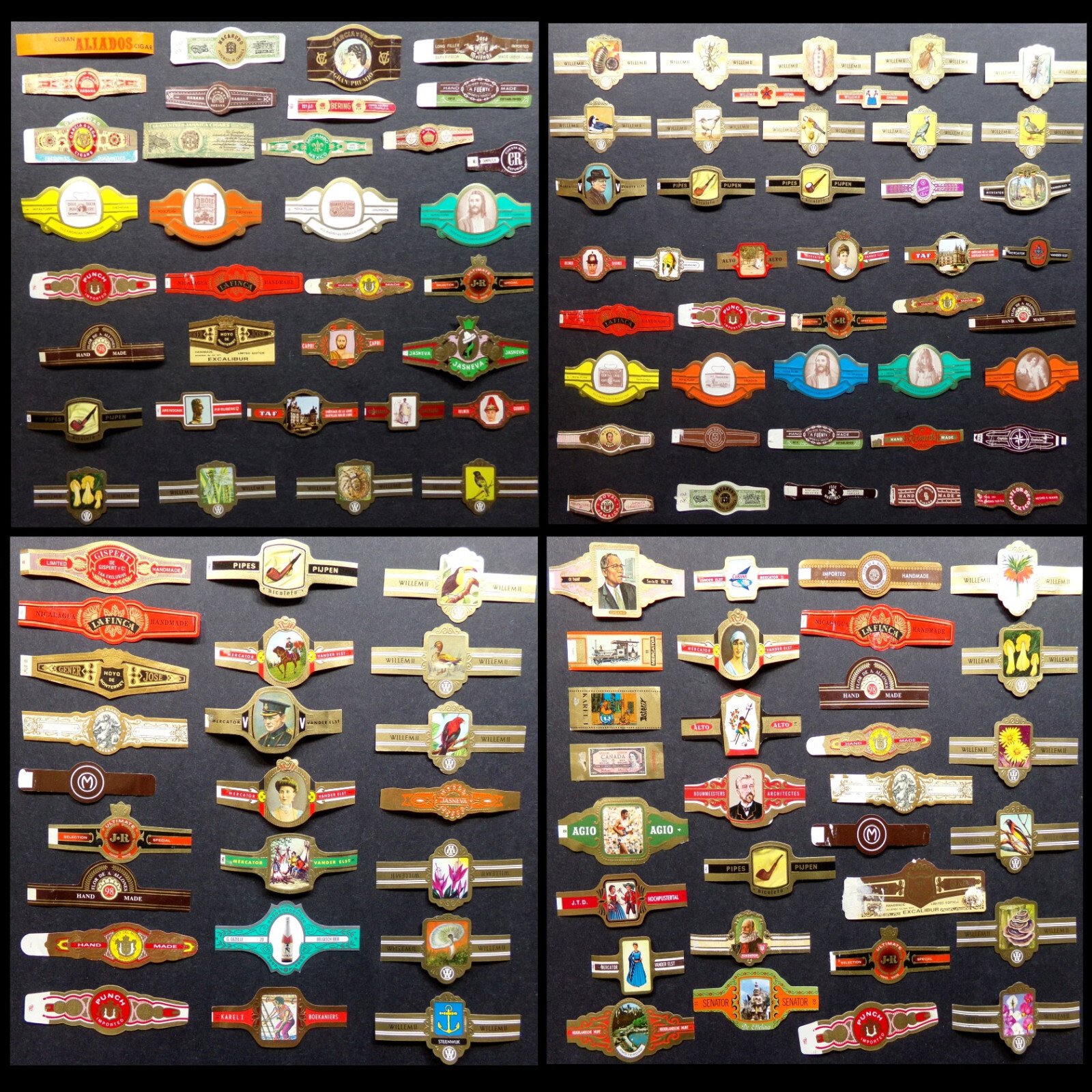 100 VINTAGE WORLD CIGAR BANDS: Random Mixed Lot, Variety Set, Tobacco Band Label