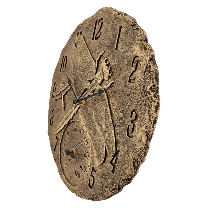 Outdoor Garden Wall Clock Resin Outdoor Indoor Wall Clock with Thermometer