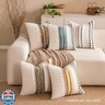 KOOLIFE Boho Chenille Tufted Couch Throw Pillow Covers 18x18 Inch Set of 2 Farmhouse Striped Decorative Pillow Covers Accent Neutral Pillowcase Black Cushion Cover for Living Room Sofa Bed