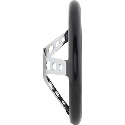 Speedway Motors Classic 12" Inch Black 3 Spoke Chrome Steering Wheel with Holes