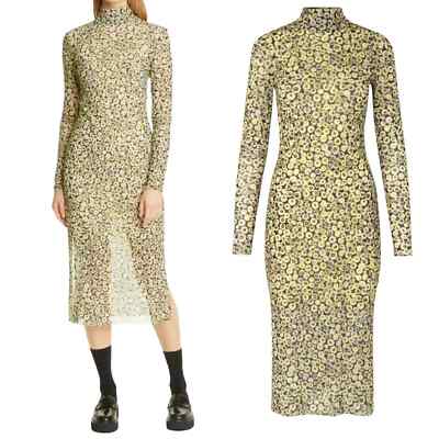 New Baum und Pferdgarten Jolain Geo Print Long Sleeve Mesh Midi Dress Size XXS