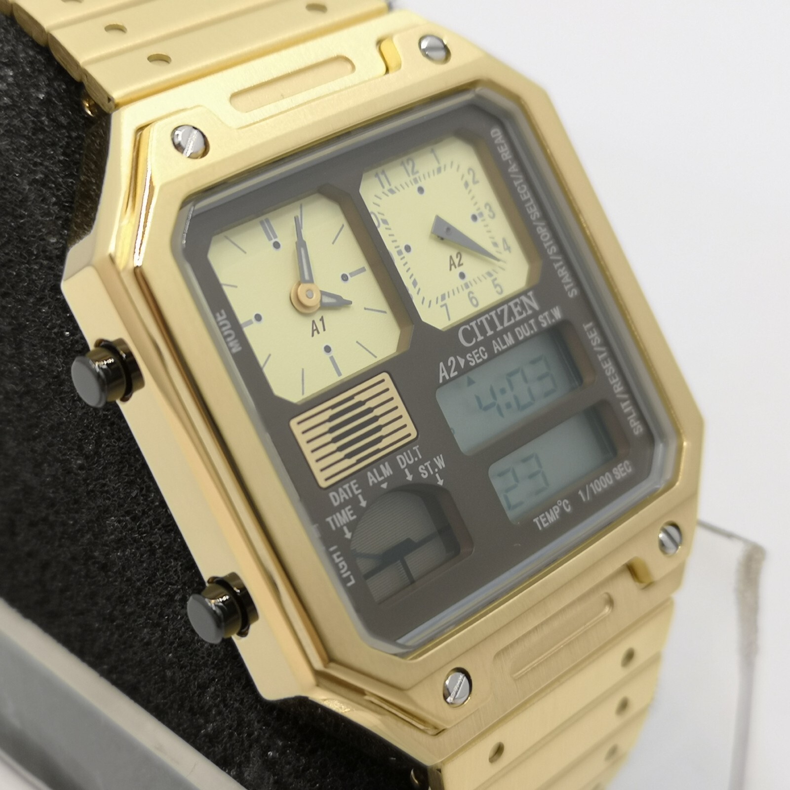 Pre-owned Citizen Record Label Jg2122-60w Gold Chronograph Men's Watch In Box