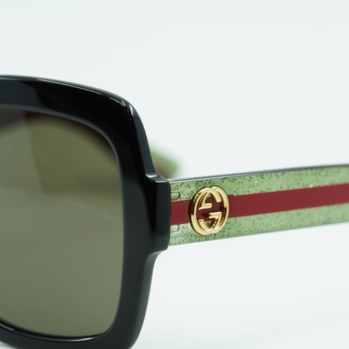 Pre-owned Gucci Gg0036sn 002 Black/green/brown 54-22-140 Sunglasses