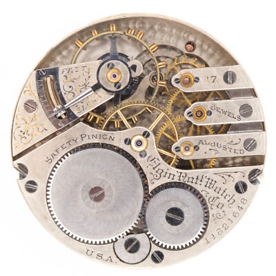 Elgin Grade 241 16-Size 17-Jewel Antique Pocket Watch Movement, Keeps Time
