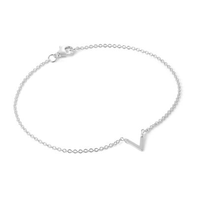 Sterling Silver V Charm Bracelet Belcher Adult Vicky Victoria Veronica