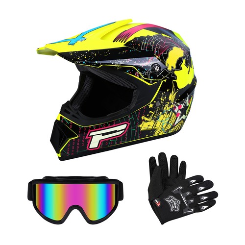 S DOT Adult Helmet Motocross ATV Dirt Bike Helmet wit UTVGoggles + Gloves