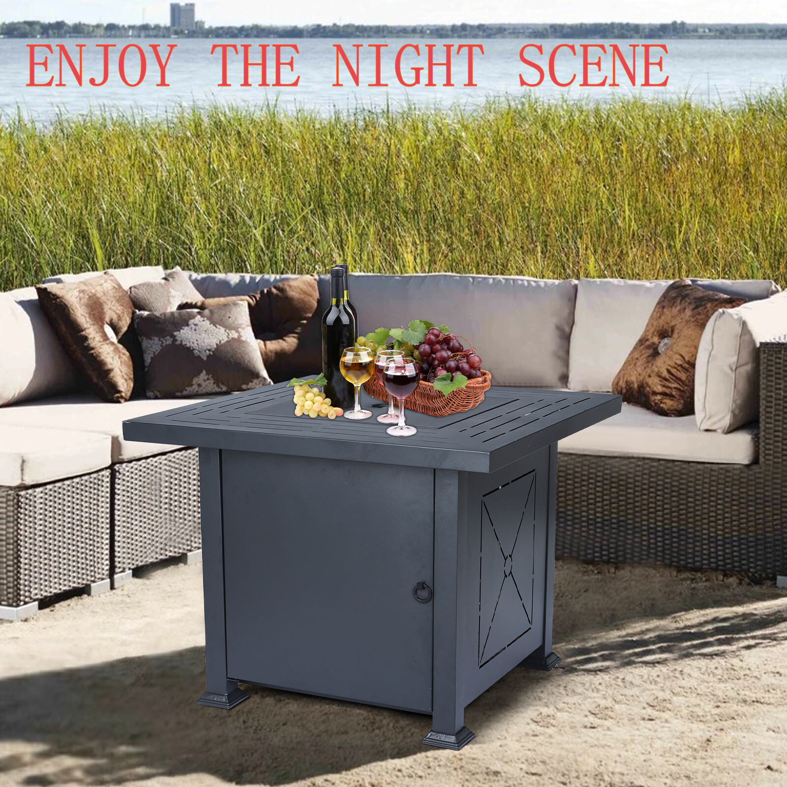 32in Outdoors Propane Gas Fire-Pits Table 50000 New Auto-Ignition Patio Heater
