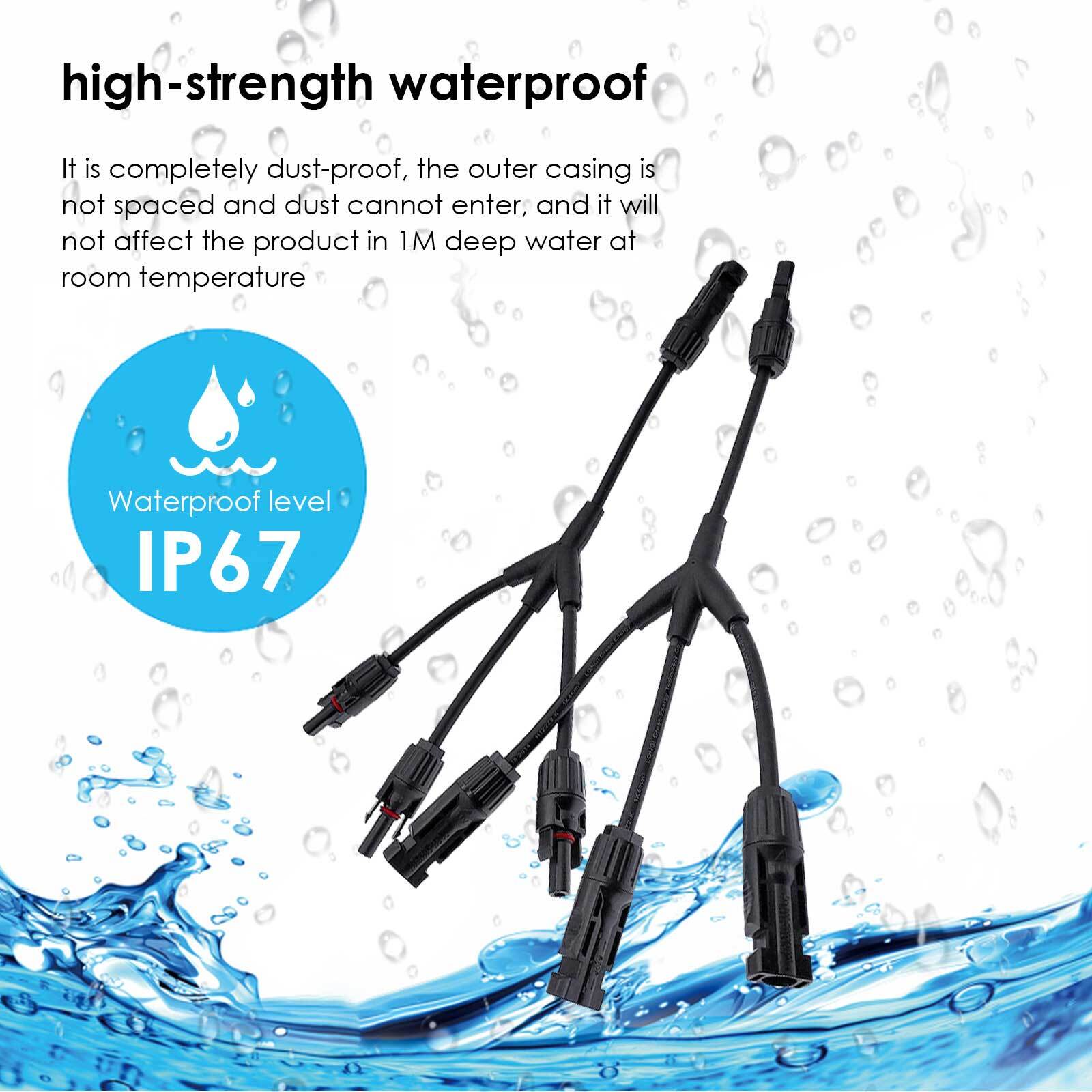Solar Panel Y Branch Cable Connection Waterproof Adapter Connector Extension US