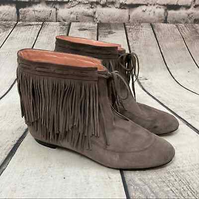 Alexandra Neel Boots Womens Size 6.5 US 36.5 EU Gray Fringe Leather Moccasin