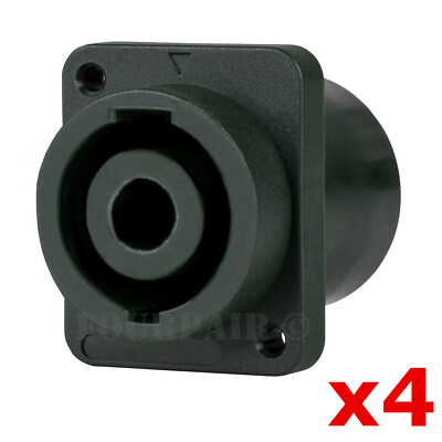 4 Pack - SPEAKON Compatible 4 Pole Wire Female Panel Mount Speaker Connector