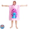 Disney Stitch Bath Towel with Hood for Kids Teenagers Absorbent Cozy Poncho Hooded Beach Towel Wrap for Beach Pool Swimming Bath Vacation Essentials (Pink Stitch, 10-13 Years)