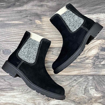 NIB Clarks Opal Sky 9M Black Suede Comfort Ankle Boots Bootie