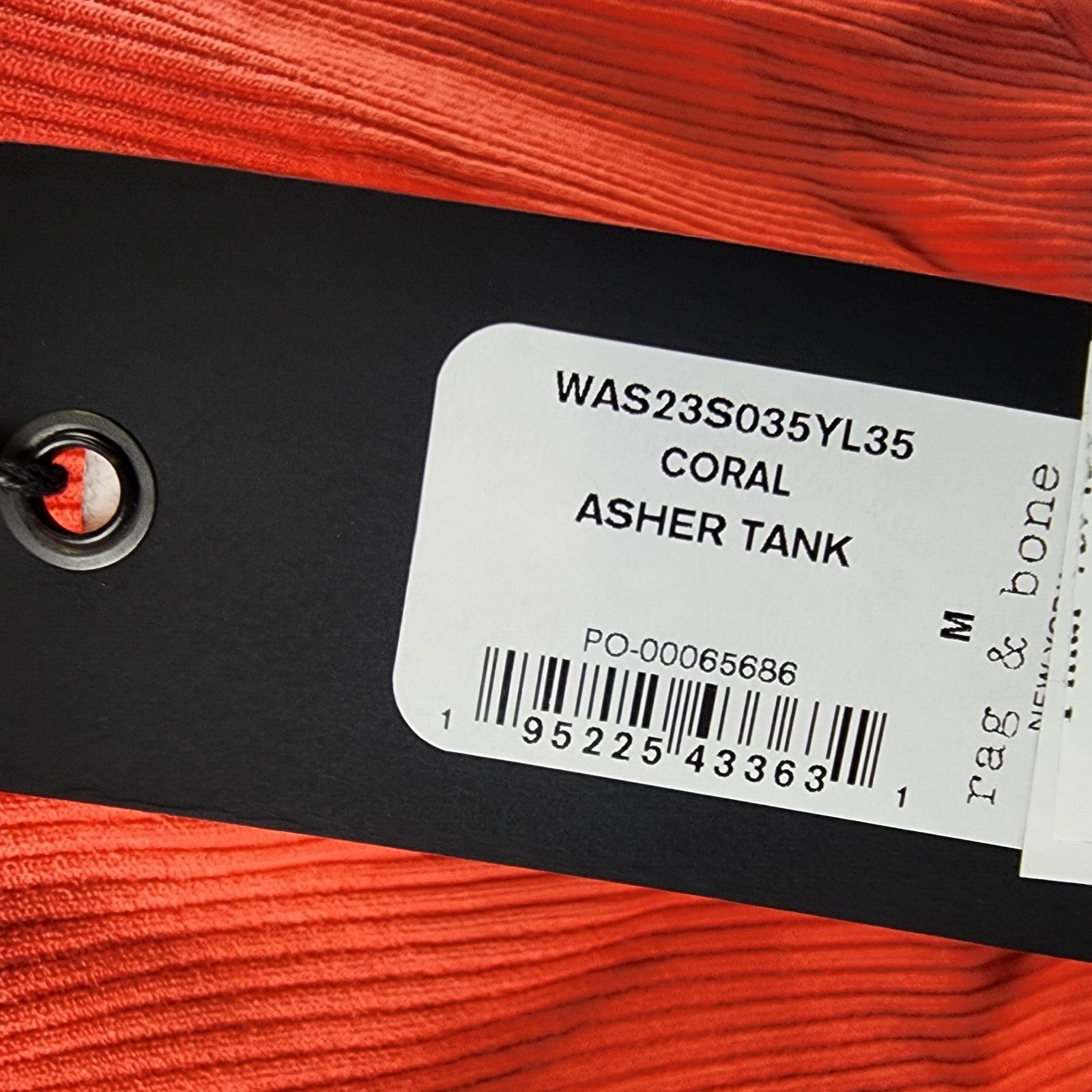 rag & bone Asher Ribbed Viscose Tank Top Women's M Coral Sleeveless Pullover~ - Picture 7 of 14