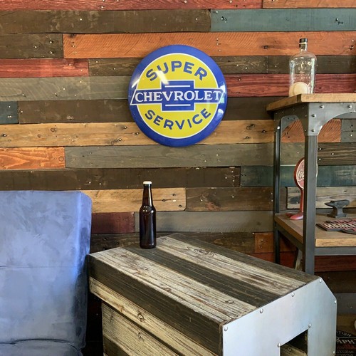 Chevrolet Super Service 15.5" Licensed Domed Metal Sign - Bar, Man Cave, Garage