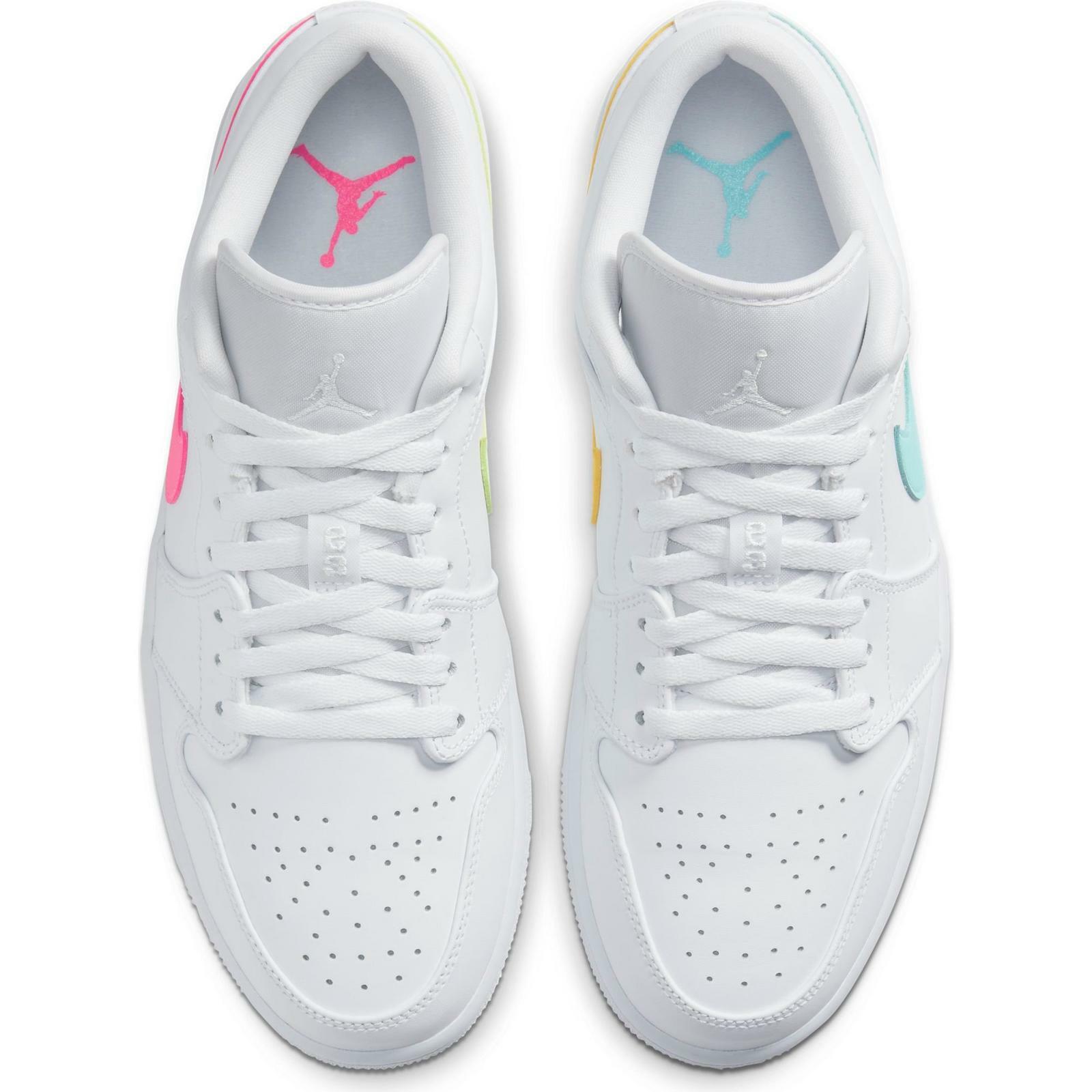 nike air jordan 1 low white light aqua multicolor swoosh