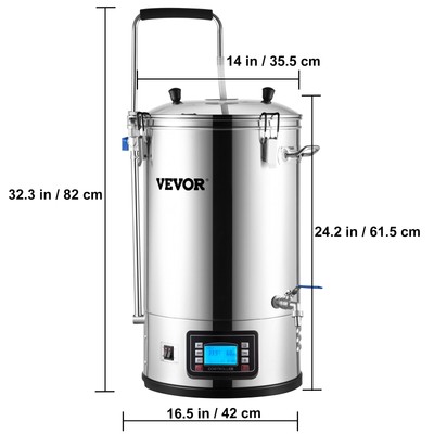 VEVOR Home Beer Brewing Machine Grain Brewing System w/ Circulating Pump 8 Gal