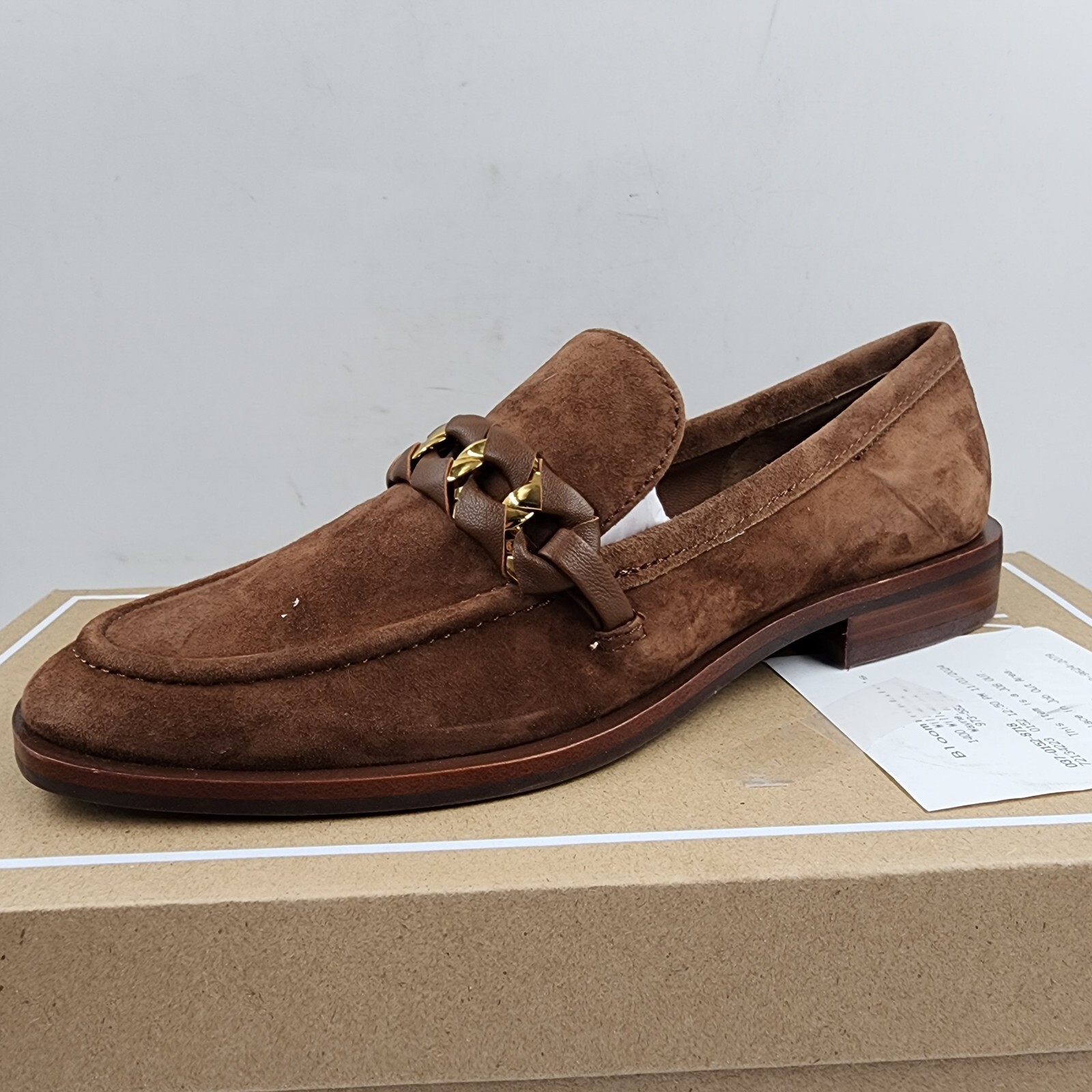 Dolce Vita Sallie Suede Chain Bit Loafers Women's 7.5 Brown Round Toe Slip On - Picture 7 of 18
