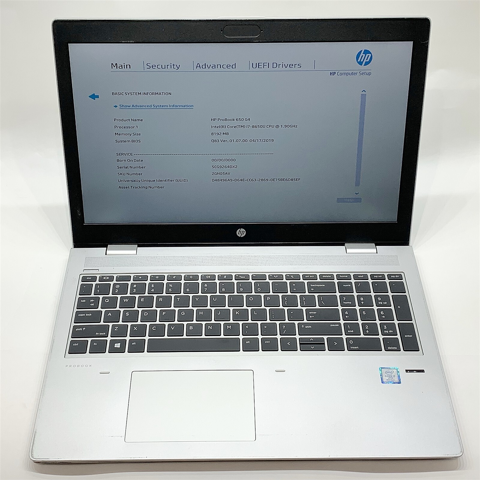 HP ProBook 650 G4 Laptop Intel Core i7 8650U 1.90GHZ 15.6 HD