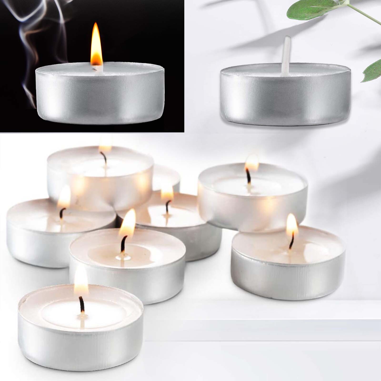 200 Pack Unscented Tealight Candles Smokeless Dripless Candles for Home Weddings