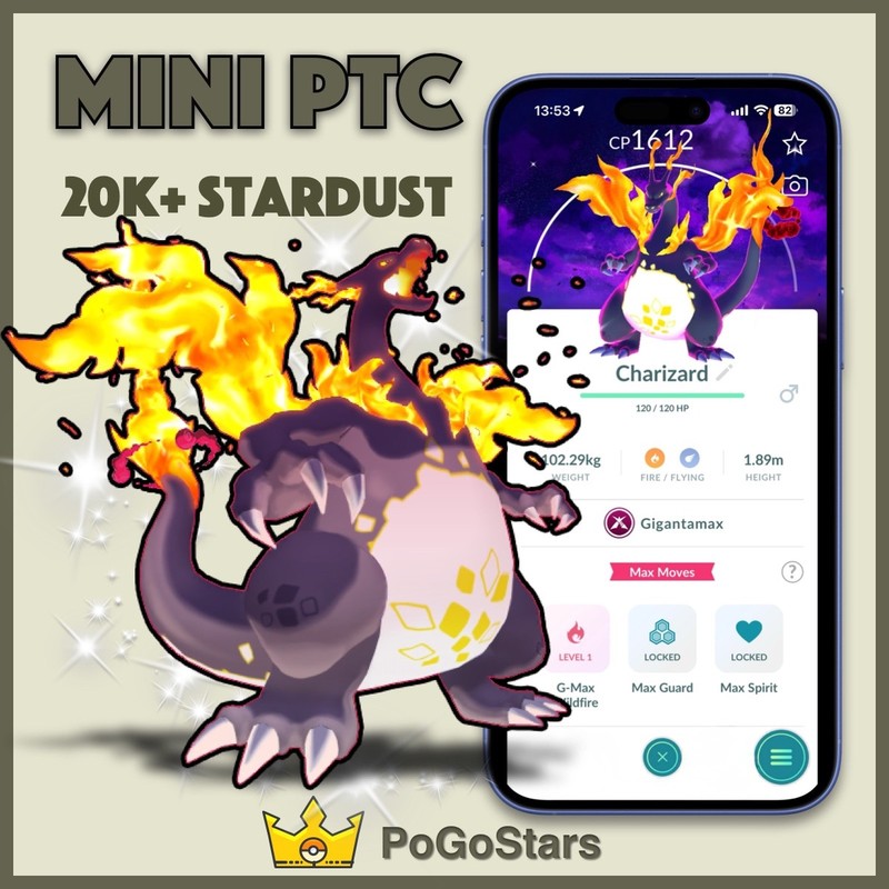 Pokémon PTC Go - Gigantamax Shiny Charizard✨Dark Skies Background