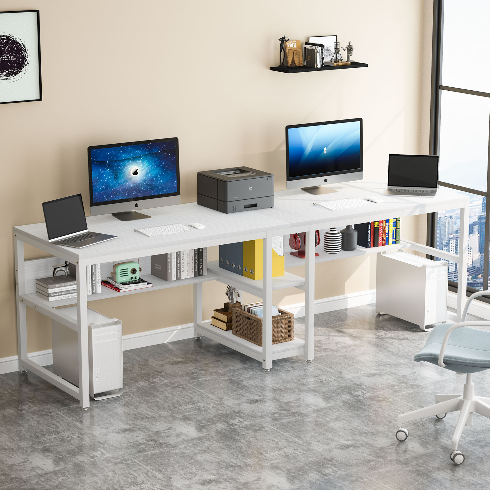 Wood & Metal Computer Desk Extra Long Study Writing