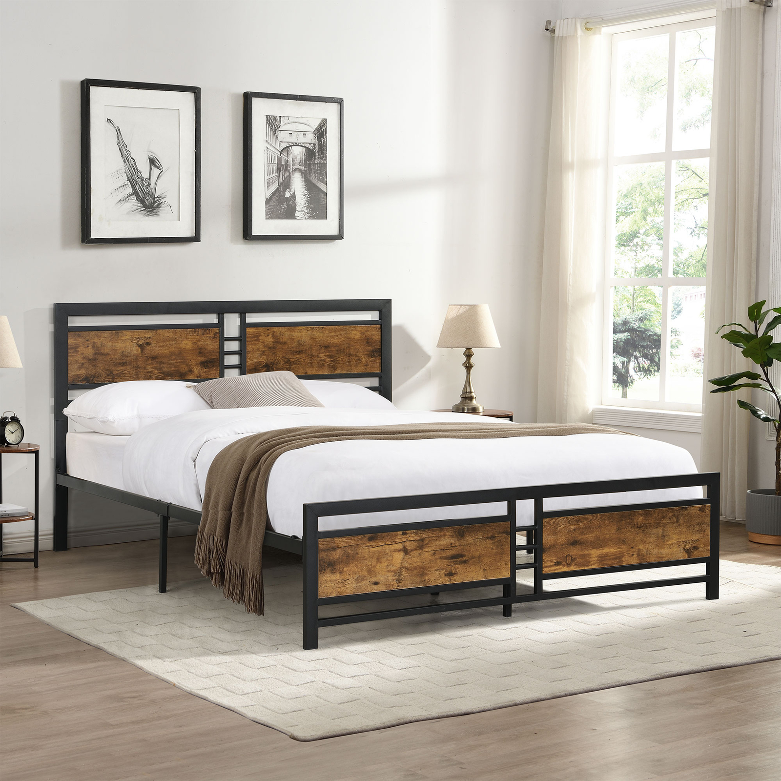With Wood Headboard And Footboard Bedroom Usa