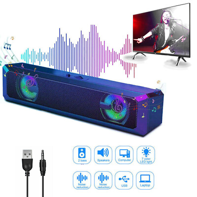 Stereo Bass Sound Computer Speakers 3.5mm USB Wired Soundbar for Desktop Laptop