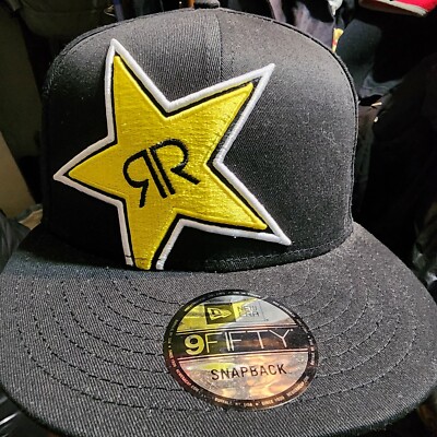 Rockstar Energy Drink Snapback Hat Cap New Era 9Fifty Adjustable Black & Yellow