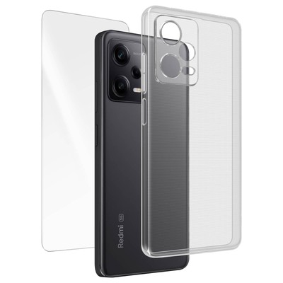 Case for Redmi Note 12 Pro / 12 Pro Plus Silicone Tempered Glass 9H transparent