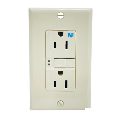 Qty 2 Eaton TWRSGF15LA Light Almond Self Test Duplex Receptacles NEMA 5-15R