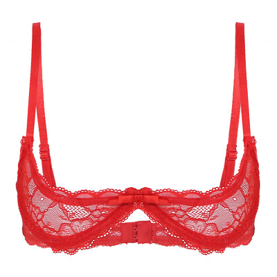 Sexy Womens Lace Bra Crop Top Sheer Push Up Underwear Shelf  Bra Cuples Lingerie