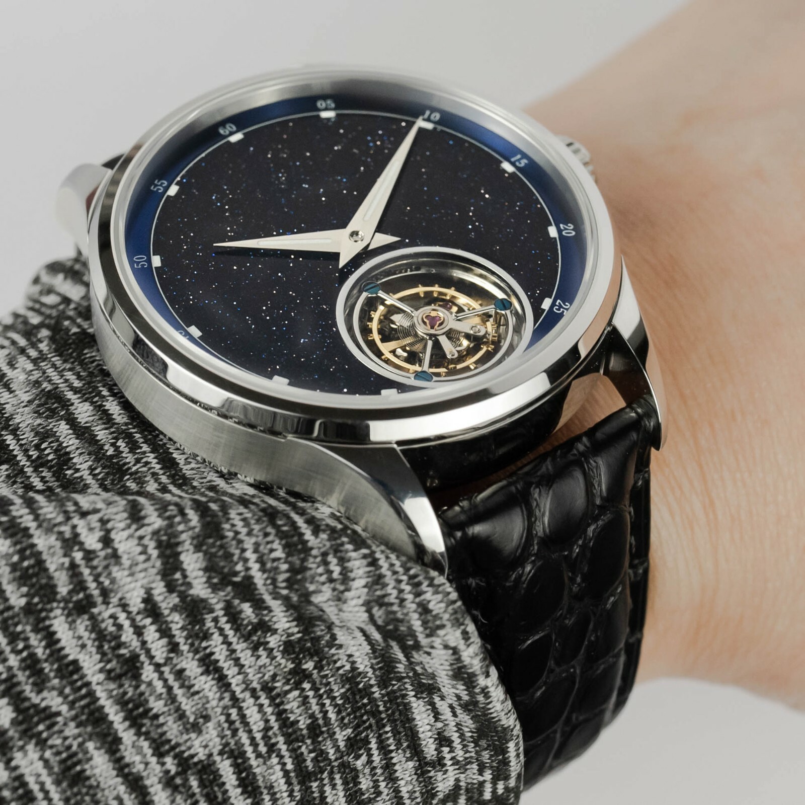 Pre-owned Seagull Sugess Tourbillon Blue Goldstone Dial  St8230 Mechanical Watch Su8230stra