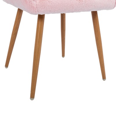 HengMing Dining Chairs Faux Fur, Mid Century Side Chairs Solid Steel Leg