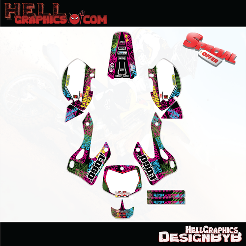 Graphics Kit Decals Fits KAWASAKI KX 125 250 1999-2002 01 TYPO Pink Stickers