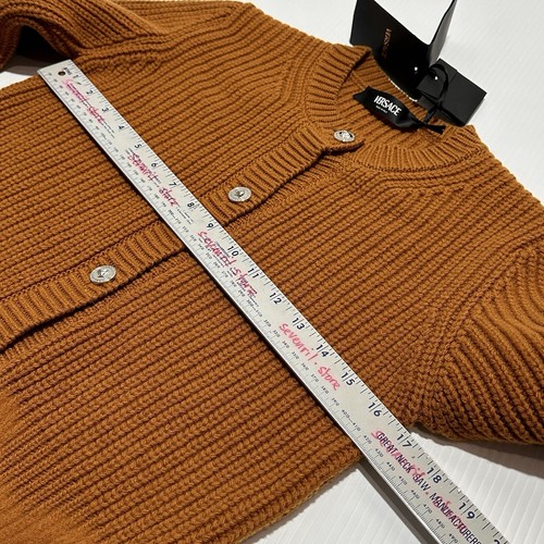 Pre-owned Versace Brown Wool Knit Cardigan Sweater Distressed Hem It 38/ Us 2 $1,450