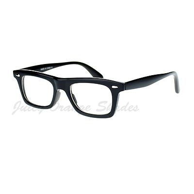 Black Rectangular Clear Lens Glasses Thick Horn Rim Frame Eyeglasses