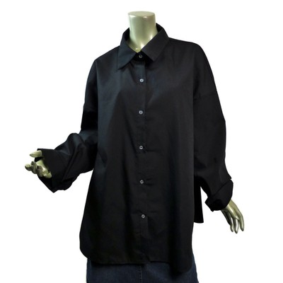 Shein Curve Classic Black Button Down Shirt Top 4XL Long Sleeve Career
