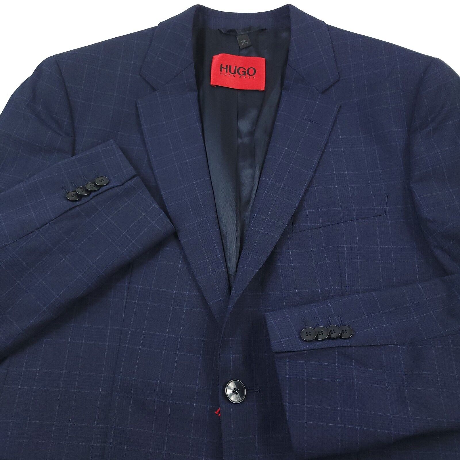 HUGO BOSS Jeffery 212 Dark Blue Plaid Wool Blend Suit Jacket HUGO BOSS Jeffery 212 Dark Blue Plaid Wool Blend Suit Jacket
