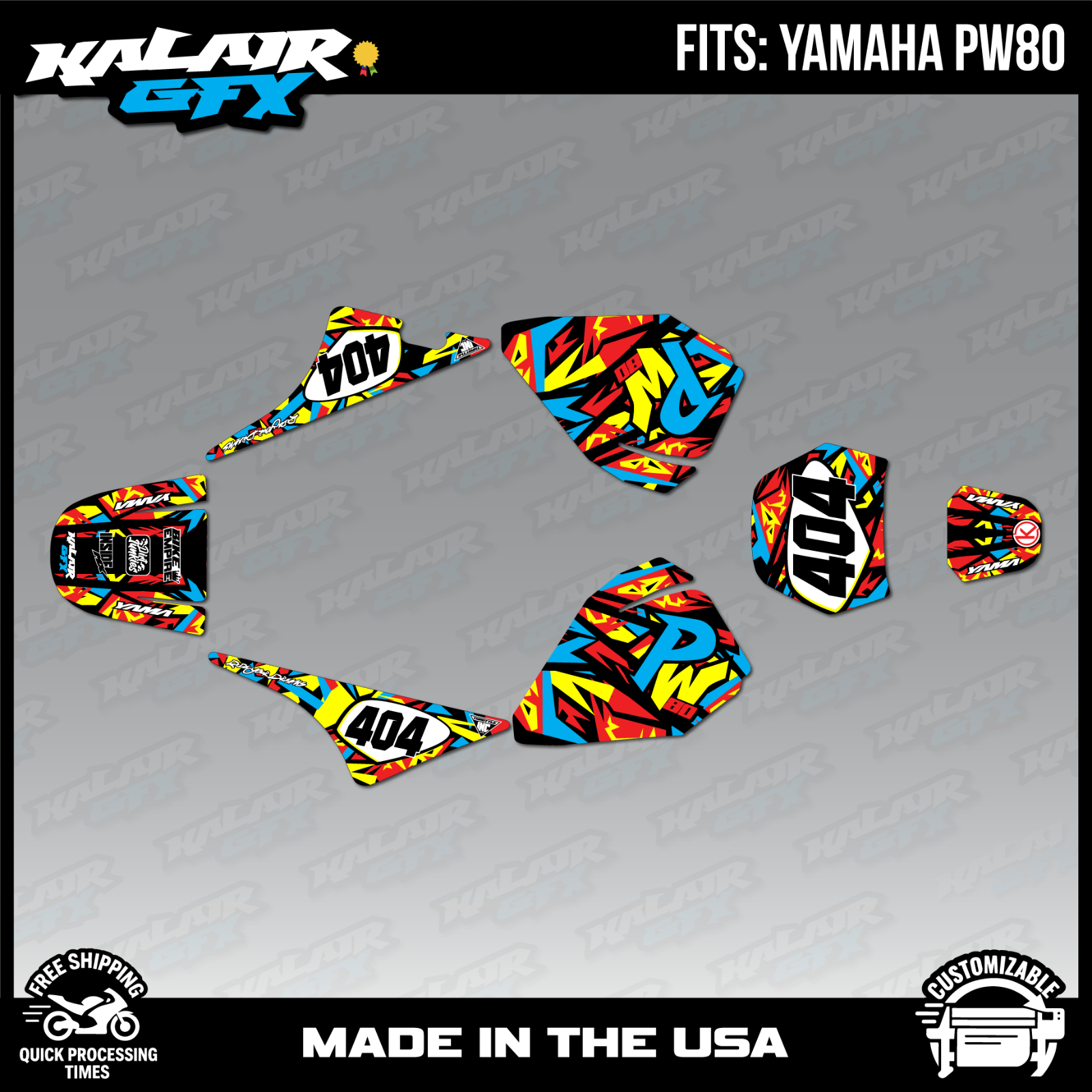 Graphics Kit for Yamaha PW80 (1990-2023) PW-80 PW 80 Shatter