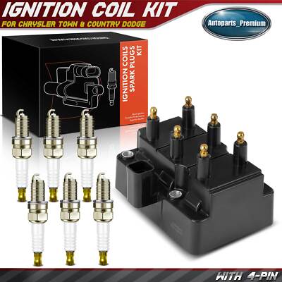 1x Ignition Coil & 6x Iridium & Platinum Spark Plug Kits for Chrysler Plymouth