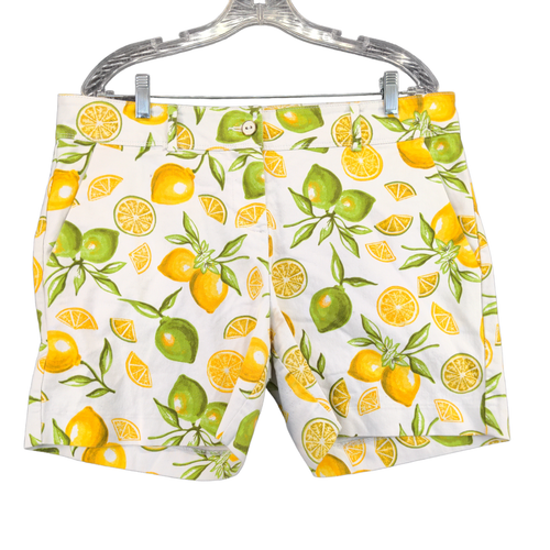 Isaac Mizrahi Shorts Lemons Limes Womens Size 14 White Chino
