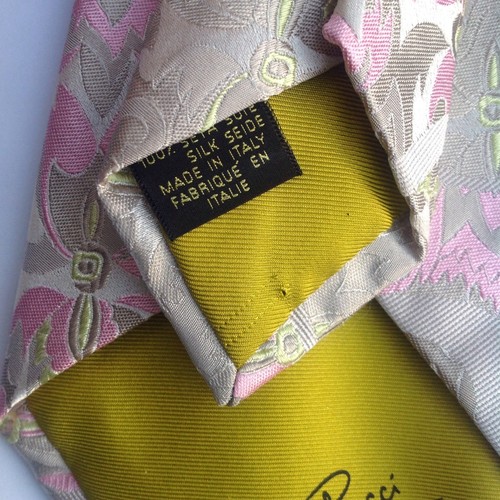 Vintage Emilio Pucci Pink Gold Floral Jacquard Silk Mens Tie Dress 60s 70s Italy