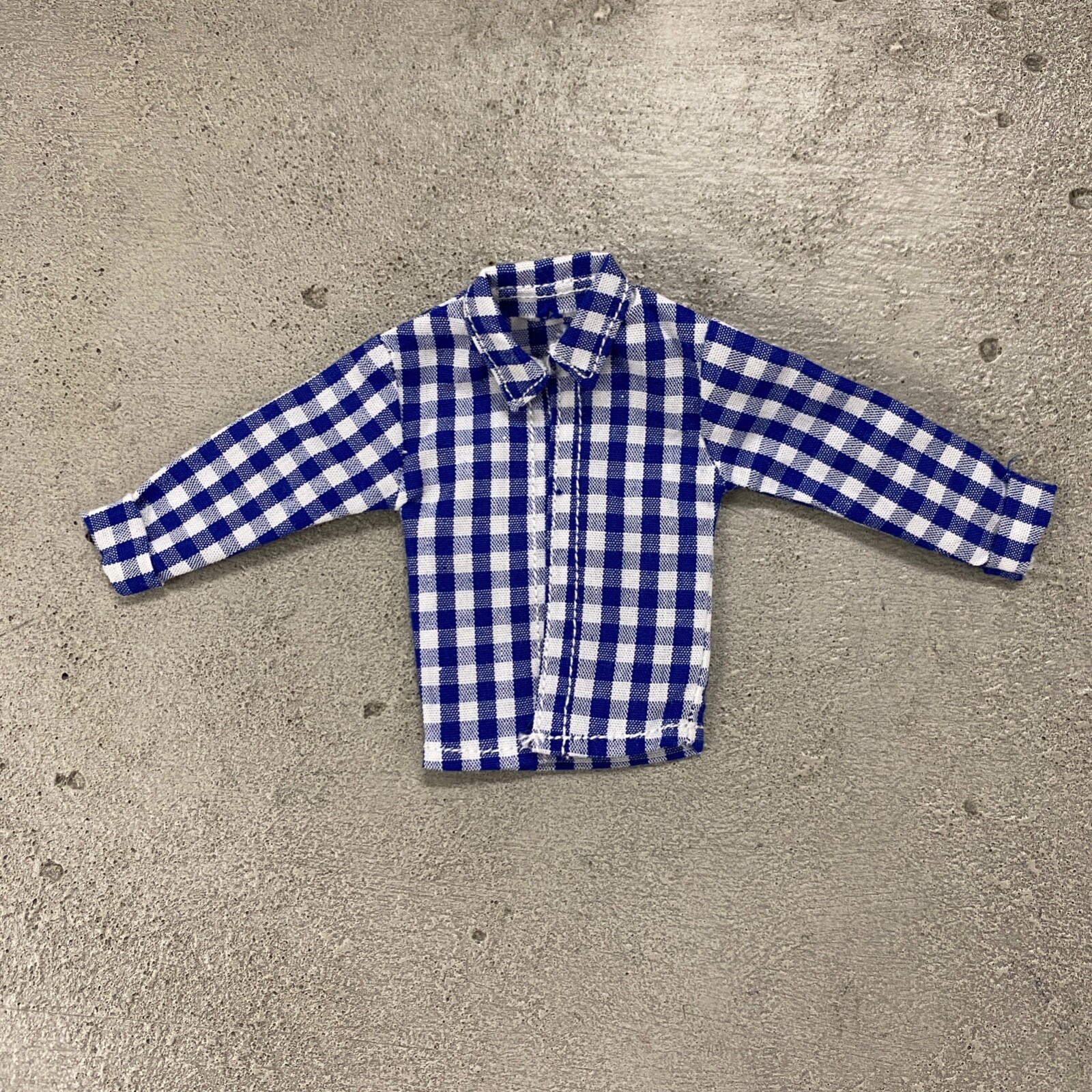 MO-CH-L-BU: 1/12 open front long sleeve checker shirt for 6