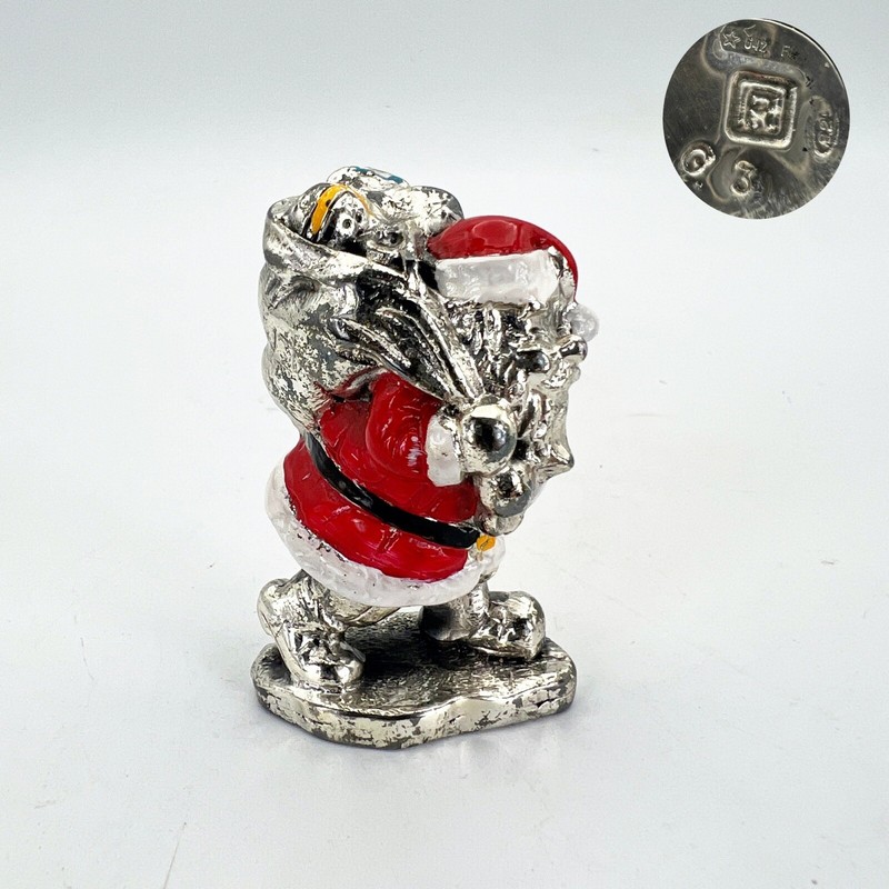Bizzotto Pupazzo Di Babbo Natale Argento 60 Cm - Statuetta Decorativa Natalizia Con Sacco Regali